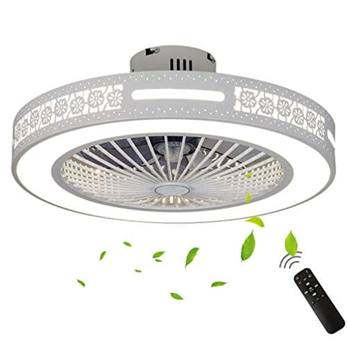 Hlidpu 21-inch Indoor Ceiling Fan Light with Three-color Remote Control LED Invisible Ceiling Fan Chandelier Art Decoration for Bedroom,Living Room, Dining Room