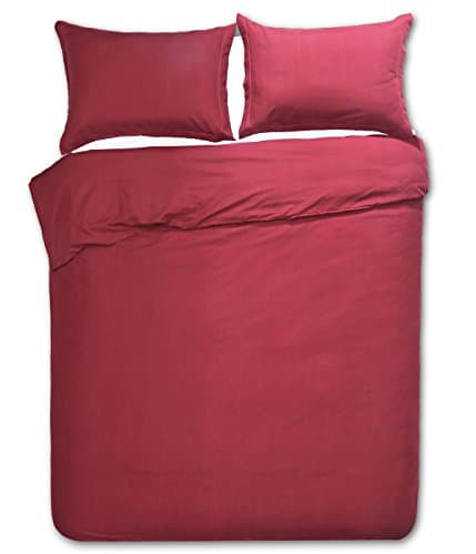 Word of Dream Brushed Microfiber 2 PC Solid Duvet Cover Set, Twin, Burgundy