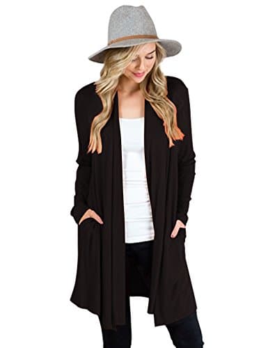 Women's Loose Fit Knit Open Front Drape Long Cardigan Sweater with Pockets