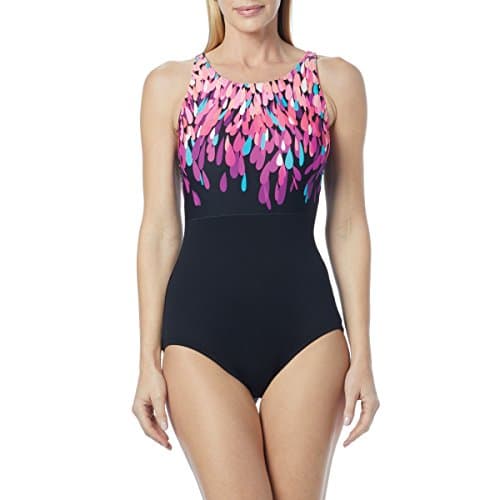 Gabar High Neck One Piece Swimsuit - Dream Waterfall (12-D, 004 Black Mlt)