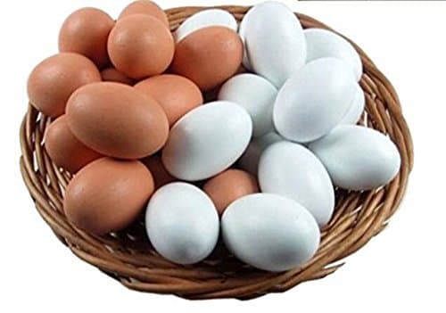 Wooden Eggs Easter Eggs Crafts Displays April Fools Trick Eggs DIY Hand Painted Graffitis Children Play Kitchen Game Food Toy, 2 Colors, 8 Pcs（ALLOVE1701）