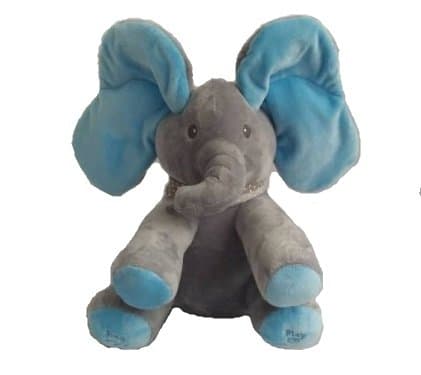 Elephant Peek A Boo Animated Flappy Plush Toys Blue