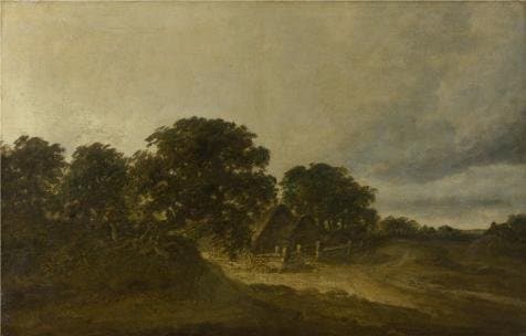 Perfect Effect Canvas ,the High Quality Art Decorative Canvas Prints Of Oil Painting 'Georges Michel - Landscape With Trees, Buildings And A Road,1785-1843', 30x47 Inch / 76x119 Cm Is Best For Home Office Artwork And Home Gallery Art And Gifts
