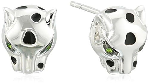 Womens 925 Sterling Silver Tsavorite Stud Earrings, Silver, One Size