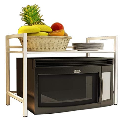 JSSFQK Household Shelf Condiment Storage Rack Double Floor Storage Bracket 503537cm Microwave oven rack wéMicrowave oven rack (color : White, Size : 50cm)