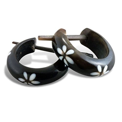 Horn Tribal Earrings Basic Flower Hoops Fake Guages