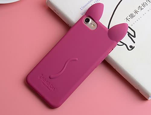 iPhone 7 / 8 Case , CKCY KoKo Cat Soft Silicone ,Cute Kitty Ears Case For Apple iPhone 7 ,iPhone 8 (4.7 Inch) (Wine Red)