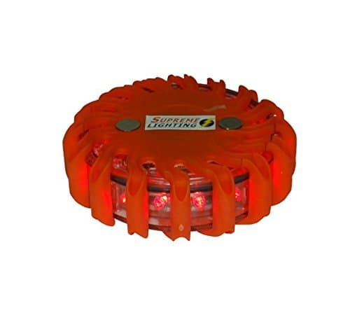 Supreme LightingSL-016R 12 volt portable red LED warning light with 9 flashing patterns, with magnetic base