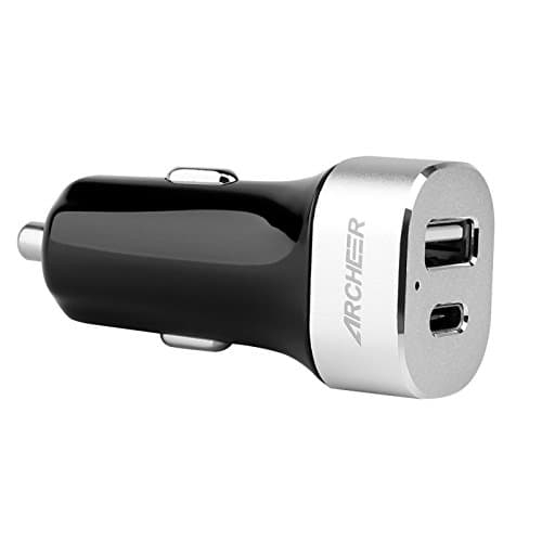 USB C Car Charger, Archeer 5.4A Dual USB Car Charger, Portable Travel Charger with USB Type-C and Standard USB A Outputs for LG G5, Nexus 5X, Nexus 6P, Lumia 950XL