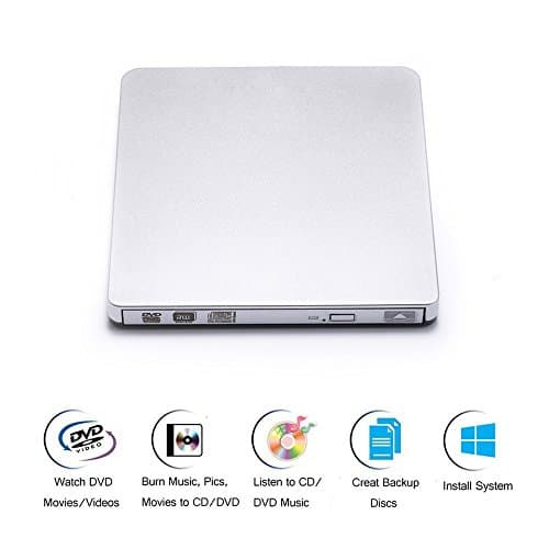 TOPCHU External DVD Drive USB 3.0, Portable CD Player Burner,Super Speed External DVD Recorder Writer Rewriter for Win10, Apple MacBook, Notebook,Laptops, Desktop