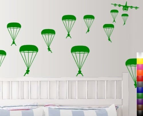 StikEez Green Military Paratroopers 12-Pack Wall Decals