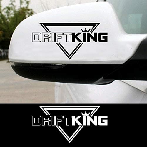 wonder4life 2pcs DRIFT KING Inverted Triangle Rear View Mirror Car Sticker Fuel Tank Lid Guitar Guitar Accessories Fashion Auto Car Stickers 15 cm