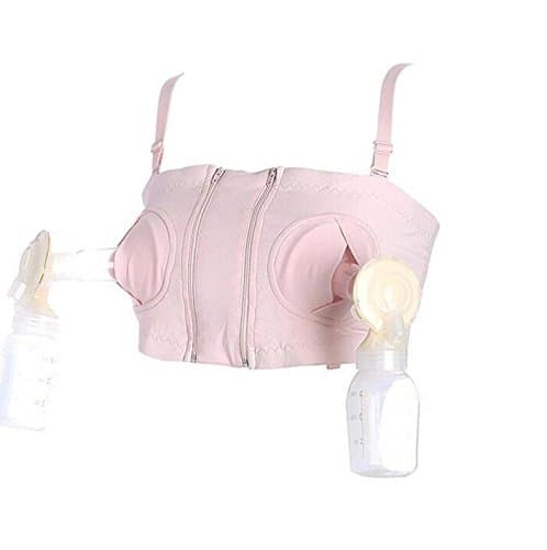 Hands-Free Maternity Nursing Bra for Breastfeeding - Comfortable &amp; Pumping Bra - Fashion Breast pump Bra, Black (Large, pink)