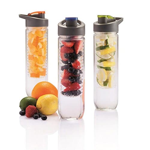 MAH Kitchen Infusion Water Bottle - 24 Oz - Create Your Own Naturally Flavored Fruit Infused Water, Juice, Iced Tea, Lemonade &amp; Sparkling Beverages - Choice of Dazzling Infuser Colors (Green)