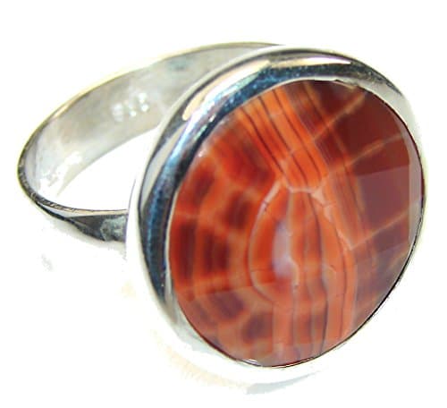 Mexican Fire Agate Women 925 Sterling Silver Ring Size: 11 - FREE GIFT BOX