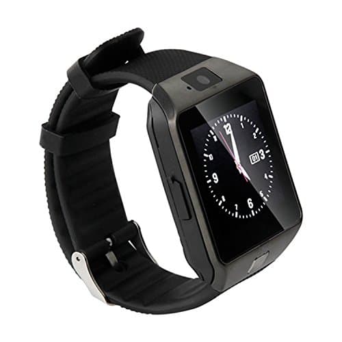 Fund Touch Screen Bluetooth Phone GSM NFC Spy Camera Watch Bluetooth Smart Fitness Watch for Android IOS (Black)