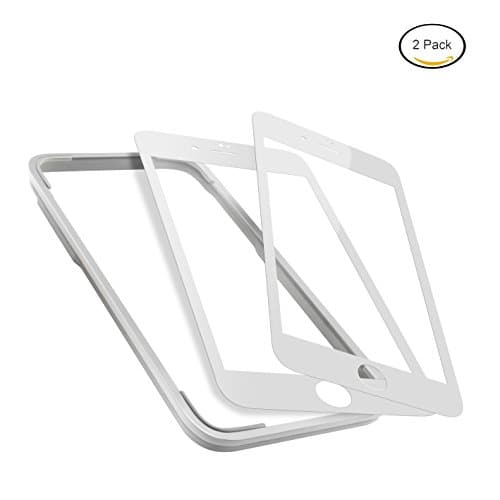Mimoday for iPhone 7 Screen Protector Tempered Glass Edge to Edge Film Clear Glass Screen Cover with Easy Installation Frame White (2 Pack)