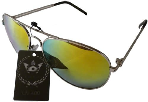 HB Triple Crown CHP rev Aviator Mirror Style Designer Inspired Sunglasses - Yellow/Purple