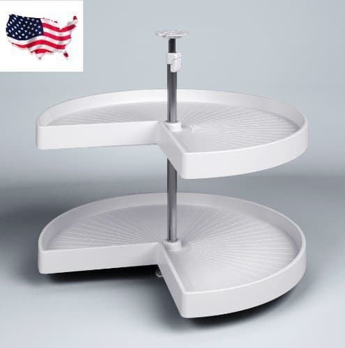 Vauth-Sagel Lazy Susan with White Kidney Rotating Trays (32" Kidney 2-tray) Double by VSusan