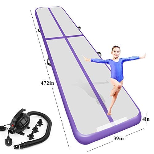 Playieer 9.84ft/13ft/16.4ft/19.69ft/23ft/26ft/29ft/33ft/36ft/39ft Air Track Tumbling Mat for Gymnastics Inflatable Airtrack Floor Mats with Electric Air Pump for Home Use