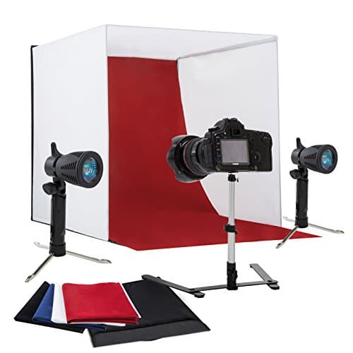 Auauna Photo Studio 24" Photography Light Tent Backdrop Kit Cube Lighting Kit In A Box
