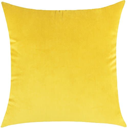Ling @ Creative Individuality Throw Pillow Case Decorative Pillows Cushions for Comfortable Sofa Bed Car An idyllic cotton Velvet solid color simple to remove wash,60x60cm (Hood + pillow),H20 Yellow