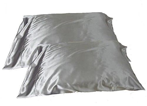 2 pc Pillowcase Silky Satin Queen Size Silver Color