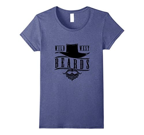 Womens Wild West Beards Brand shirt Medium Heather Blue