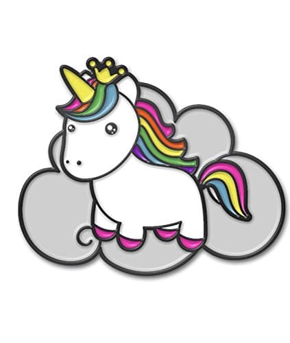 Christmas Princess Rainbow Unicorn Lapel Pin with 2 Post Backing for Added Security Hand Painted 1.5' Enamel