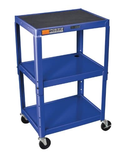 Luxor Steel Multipurpose Utility Storage Adjustable-Height Audio Video Presentation Cart - Three Shelves