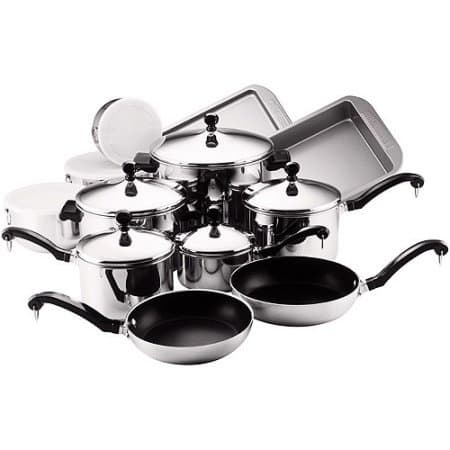 Classic Stainless Steel Nonstick 17-Piece Cookware Set - New