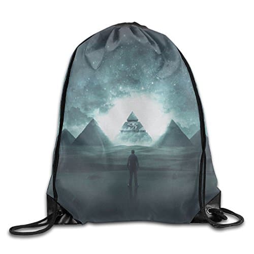 Mysterious Glowing Pyramid Sphinx Starry Sky Rucksack Packsack Beam Mouth Backpack Travel Bag