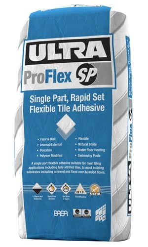 20kg Ultra ProFlex SP White flexible tile adhesive single part rapid set