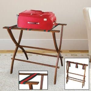 WALNUT TONE WOOD FOLDING LUGGAGE RACK