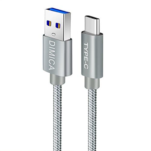 DIMICA Type C Cable, [6.6ft/Space Gray] Durable USB Type C Cable Fast Charging Nylon Braided Long Cord for LG G6 G5 V20, Samsung Galaxy S8/S8 Plus, Macbook 12, Google Pixel XL, Nexus 6P/5X