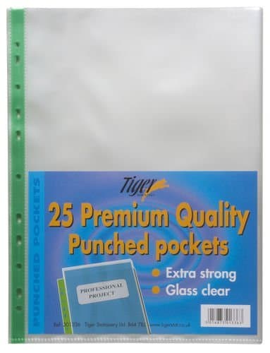 100 A4 Premium Quality Punched Pockets Strong Plastic Clear File Document Wallet