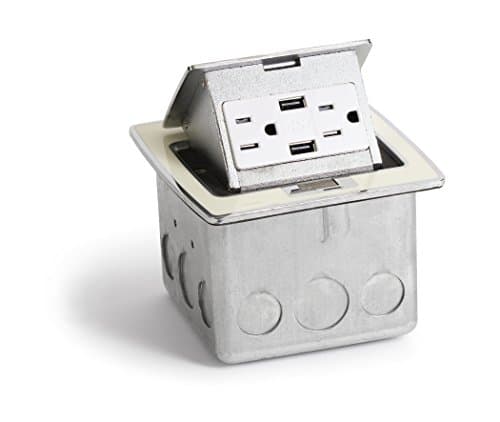 Lew Electric PUFP-CT-OW-2USB Kitchen Countertop Pop Up 15A Outlet with USB Charging