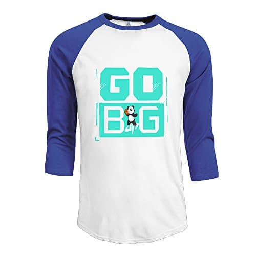 Athletic Dude Perfect Go Big Panda Mens 3/4 Raglan T-shirt RoyalBlue