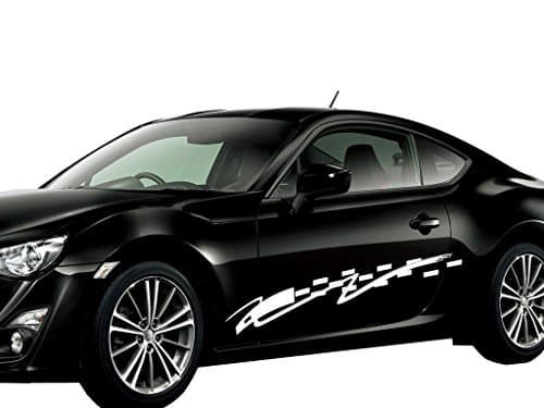 FGD Car Side Racing Stripe Graphics Sticker Decal Set Universal Car Truck SUV 48"x8" White