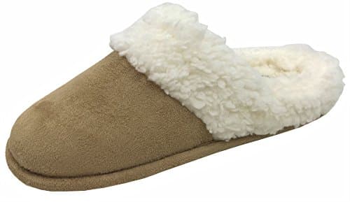 Hello Cozi Runs Small, Order 1 Full Size Bigger - Cozy Sugar Mule Slide Slippers Faux Suede Fur Lined, Camel 9