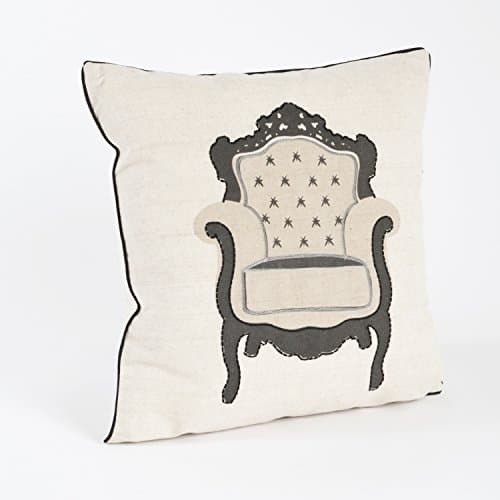 Printed and Stitched Chaise Design Down Filled Decorative Throw Pillow, 18"x18" (Armchair)