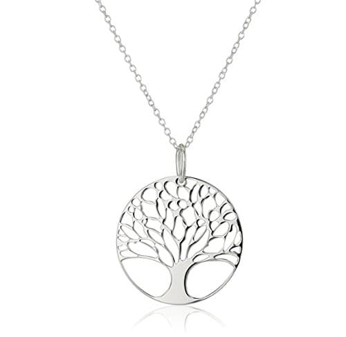 Sterling Silver Tree of Life Disk Chain Pendant Necklace