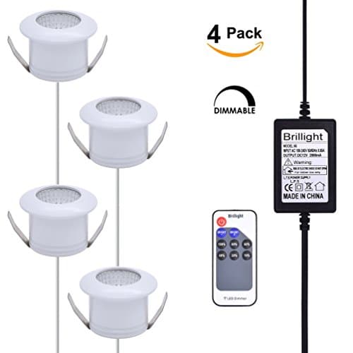 4-Pack Dimmable 3W 12V DC COB LED Recessed Downlight Under Cabinet Spotlight Light Kit incl. Dimmer Switch and 24W Power Supply Warm White 3000K