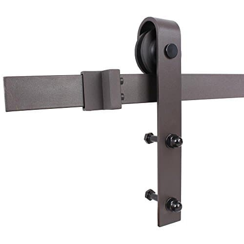 Classic Bent Strap Barn Style Decorative Sliding Door Track and Hardware Set (6.6 FT, Antique Bronze)