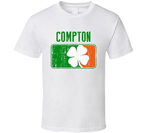 Compton Distressed Ireland Irish Family Custom ST Patricks Day Flag T Shirt S White