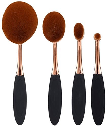 JPNK Oval Tooth Brush Shape Oval Makeup Brushes (4 Pieces, Rose Golden)