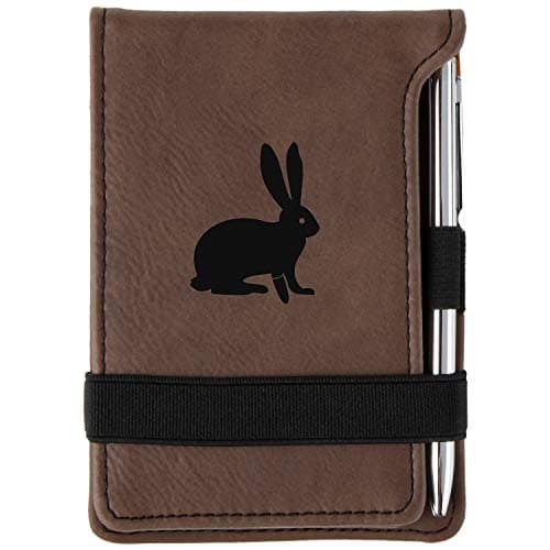 Rabbit Engraved Leather Personalized Mini Notepad With Pen