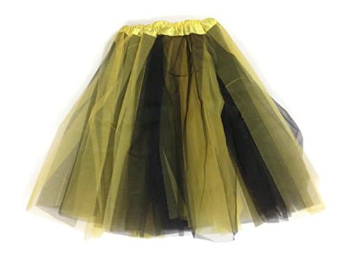 KWC – Princess Dance Costume Ballet Warrior Dash Fun 5K Run 3-Layer Skirt Tutu (Plus, Yellow and Black)