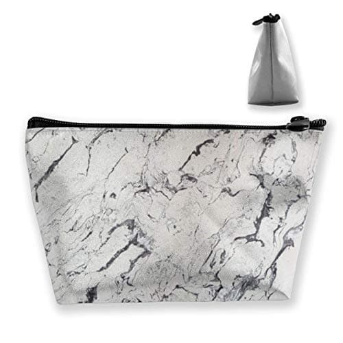 White Marble Texture Makeup Pouch Toiletry Storage Cosmetic Bag Organizer Clutch for Women & Girls School Travel Office