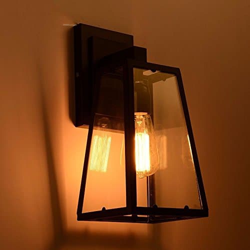 Vintage iron small glass box wall creative simple balcony aisle bedside lampVintage glass case wall lamp Wall Wash Lights [Energy Class A++]